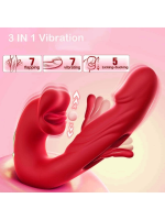 Afrodit Shop 3’ü 1 Arada G Noktası ve Klitoris Vibratörü – Dil ve Emme Fonksiyonlu, Su Geçirmez Silikon Stimülatör (Kırmızı) - Görsel 2