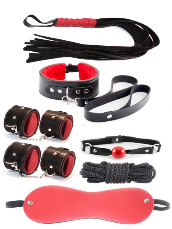 censan-7-parca-fetis-esaret-seti-siyah-kirmizi-594852-1 Afrodit Shop 7 Parça Fetiş Esaret Seti Siyah Kırmızı - Görsel 1
