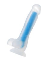 Afrodit Shop Beyond Mavi Matt Glow Gece Parlayan Dildo, Silikon, Şeffaf, 18 cm