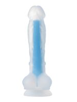 Afrodit Shop Beyond Mavi Matt Glow Gece Parlayan Dildo, Silikon, Şeffaf, 18 cm - Görsel 3