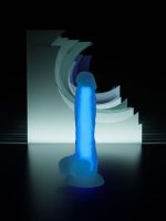 Afrodit Shop Beyond Mavi Matt Glow Gece Parlayan Dildo, Silikon, Şeffaf, 18 cm - Görsel 5