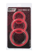 Afrodit Shop Black & Red Penis Halkası Seti Silikon Kırmızı Ø6/5/4 cm - Görsel 2