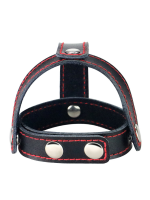 Afrodit Shop Bondage Fetish T-Style Leather Cockring With Ball Divider - Görsel 2