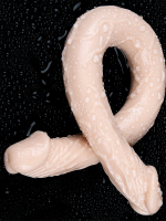 Afrodit Shop Çift Taraflı Esnek Dildo 40 cm – Gerçekçi Dokulu Ten Renk - Görsel 5