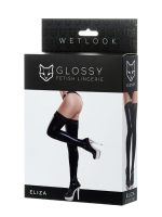 Afrodit Shop Glossy ELİZA Dantelli Deri Çorap - Görsel 5