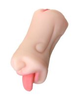 Afrodit Shop Juicy Pussy Masturbator Realistik Fruity Tongu, Ağız ve Vajina TPE Ten 19 cm
