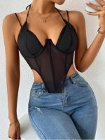 Afrodit Shop Kadın Özel Tasarım Balenli Büstiyer Siyah