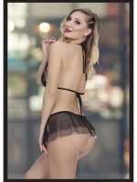 Afrodit Shop Kadın Siyah Seksi Fantezi Özel Tasarım Etekli Fantezi Babydoll - Görsel 3