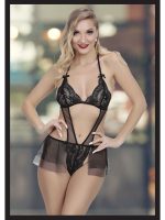 Afrodit Shop Kadın Siyah Seksi Fantezi Özel Tasarım Etekli Fantezi Babydoll - Görsel 5