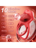 Afrodit Shop Kırmızı Dudak Dil Şeklinde Şarjlı Titreşimli Penis Halkası - Görsel 4