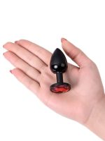 Afrodit Shop Metal Anal Plug, Metal, siyah, kırmızı kristalli, 7,2 cm, Ø2,8 cm, 50 g - Görsel 4