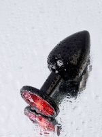 Afrodit Shop Metal Anal Plug, Metal, siyah, kırmızı kristalli, 7,2 cm, Ø2,8 cm, 50 g - Görsel 5