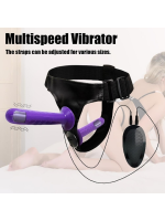 Afrodit Shop Mor Double Dong Titreşimli Belden Bağlamalı Çift Taraflı Bisex Dildo Vibratör