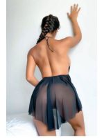 Afrodit Shop Sırt Dekolteli Mini Tül Gecelik - Görsel 2