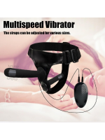 Afrodit Shop Siyah Double Dong Titreşimli Belden Bağlamalı Çift Taraflı Bisex Dildo Vibratör