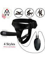 Afrodit Shop Siyah Double Dong Titreşimli Belden Bağlamalı Çift Taraflı Bisex Dildo Vibratör - Görsel 5