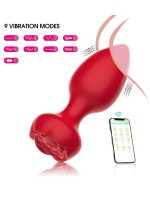 Afrodit Shop Telefon Kontrollü Full Covered Rubber Rose Anal Plug – Kırmızı - Görsel 5