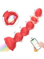 Afrodit Shop Telefon Kontrollü Haley Rose Pulled Beads Anal Plug – Kırmızı - Görsel 3