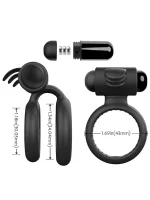 Klitoris Uyarıcılı Çift Halkalı Titreşimli Penis Halkası - Görsel 3