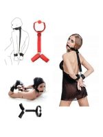 Fantezi Ağız Toplu Sırttan Bağlamalı Harness Esaret Kelepçesi Siyah