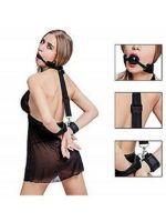 Fantezi Ağız Toplu Sırttan Bağlamalı Harness Esaret Kelepçesi Siyah - Görsel 2