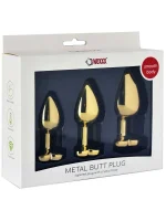 NOXXX Çelik Gold Kalp Mücevherli Anal Plug 3'lü Set - Görsel 2