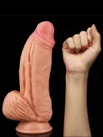Çift Katmanlı Platinyum Silikon Monster Dildo 25 cm Ten - Görsel 2