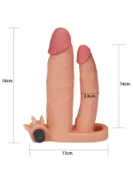 X Tender İkili Titreşimli Realistik Penis Kılıfı 2.5 cm Uzatmalı - Görsel 2