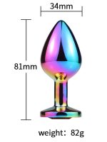 NOXXX Çok Renkli Orta Boy Taşlı Çelik Anal Plug - Görsel 3