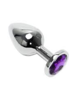 Paslanmaz Çelik Anal Plug Tıkaç Mor Taşlı - Görsel 3