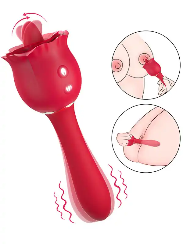 rossi-g-spot-ve-dil-yalama-ozellikli-sarjli-vibrator Erojen Bölge Etkili Çift Taraflı Şarjlı Vibratör - Görsel 1