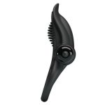 10 Titreşim Fonksiyonlu Klitoris Uyarıcılı Güçlü Titreşimli Siyah Silikon Penis Halkası - Görsel 3