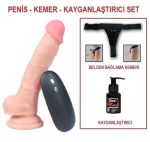 17 cm Belden Bağlamalı Titreşimli Realistik Dildo Penis Set - Görsel 5