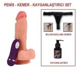 17,5 cm Belden Bağlamalı Titreşimli Realistik Dildo Penis Set - Görsel 11