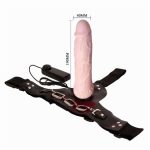19 cm Belden Bağlamalı Titreşimli İçi Dolu Strapon Penis - Görsel 4