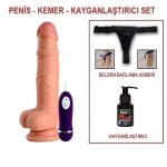 19 cm Belden Bağlamalı Titreşimli Realistik Dildo Penis Set - Görsel 6