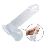19 cm Şeffaf Realistik Damarlı Vantuzlu Dildo Penis - Görsel 2
