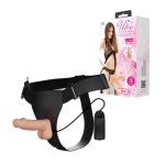 19,4 cm Belden Bağlamalı İçi Dolu Titreşimli Strapon Penis