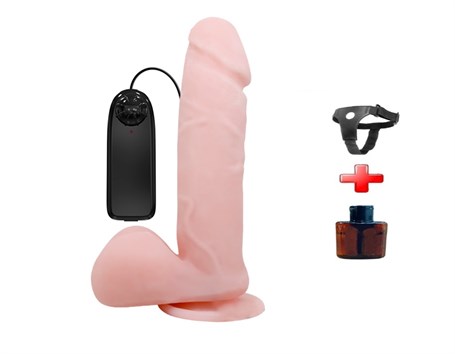 195-cm-titresimli-vibrator-realistik-p-628-53 19,5 cm Belden Bağlamalı Titreşimli Vibratör Realistik Penis Dildo - Dong - Görsel 1