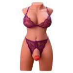 2 İşlevli Gerçekçi Ölçülerde Realistik İleri Geri Hareketli 17 cm Penisli Anal Girişli  Bayan Vücut - Miah - Görsel 4