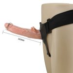 20 cm Belden Bağlamalı Oynar Başlı Titreşimli İçi Dolu Strapon Penis - Görsel 5