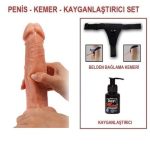 20 cm Belden Bağlamalı Titreşimli Realistik Dildo Penis Set - Görsel 10