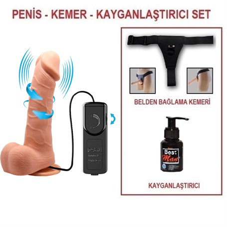 20-cm-kumandali-belden-baglamali-360-o-4a-256 20 cm Kumandalı Belden Bağlamalı 360° Oynar Başlı Titreşimli Vibratör Realistik Penis Dildo - Görsel 1