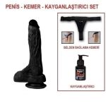 20,5 cm Belden Bağlamalı Realistik Dildo Zenci Penis Set