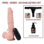 21 cm Belden Bağlamalı Titreşimli Realistik Dildo Penis Set - Görsel 4