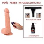 21 cm Belden Bağlamalı Titreşimli Realistik Dildo Penis Set - Görsel 13
