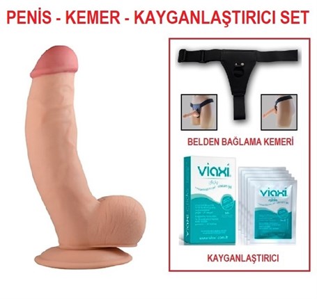 215-cm-belden-baglamali-realistik-dildo-bdc1 20 cm Belden Bağlamalı Realistik Dildo Penis Set - Görsel 1