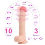 23 cm Oynar Başlı Uzaktan Kumandalı Titreşimli Dildo - Jeff - Görsel 2