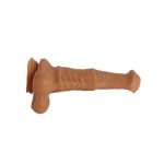 Belden Bağlamalı 24 cm Et Dokulu Gerçekçi Çift Katmanlı Sünnetsiz Silikon Melez Penis - Görsel 5
