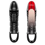 2,5 cm Dolgu Uzatmalı Titreşimli Zenci Penis Kılıfı Prezervatif Vibratör - Görsel 7